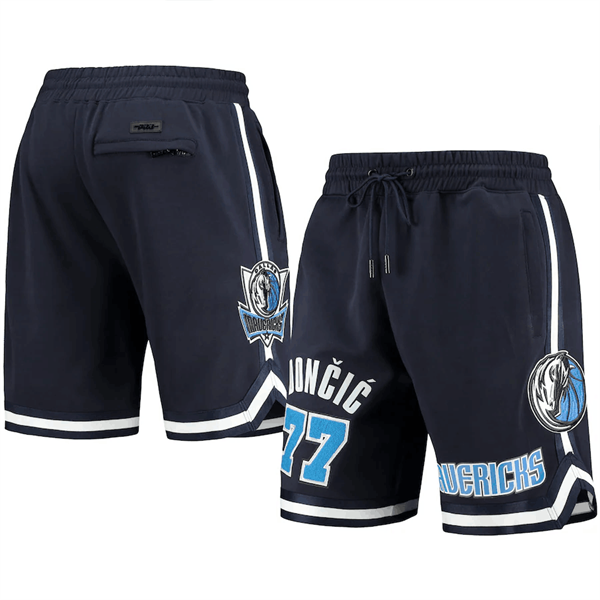 Men's Dallas Mavericks #77 Luka Doncic Navy Shorts